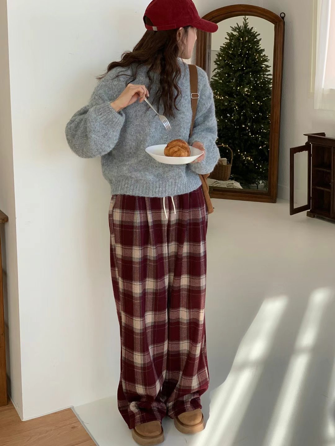 TDOUBLEJ東大門實拍女士新品熱賣時尚推薦休閑休閑褲水貂格紋TDOUBLEJ休閑褲