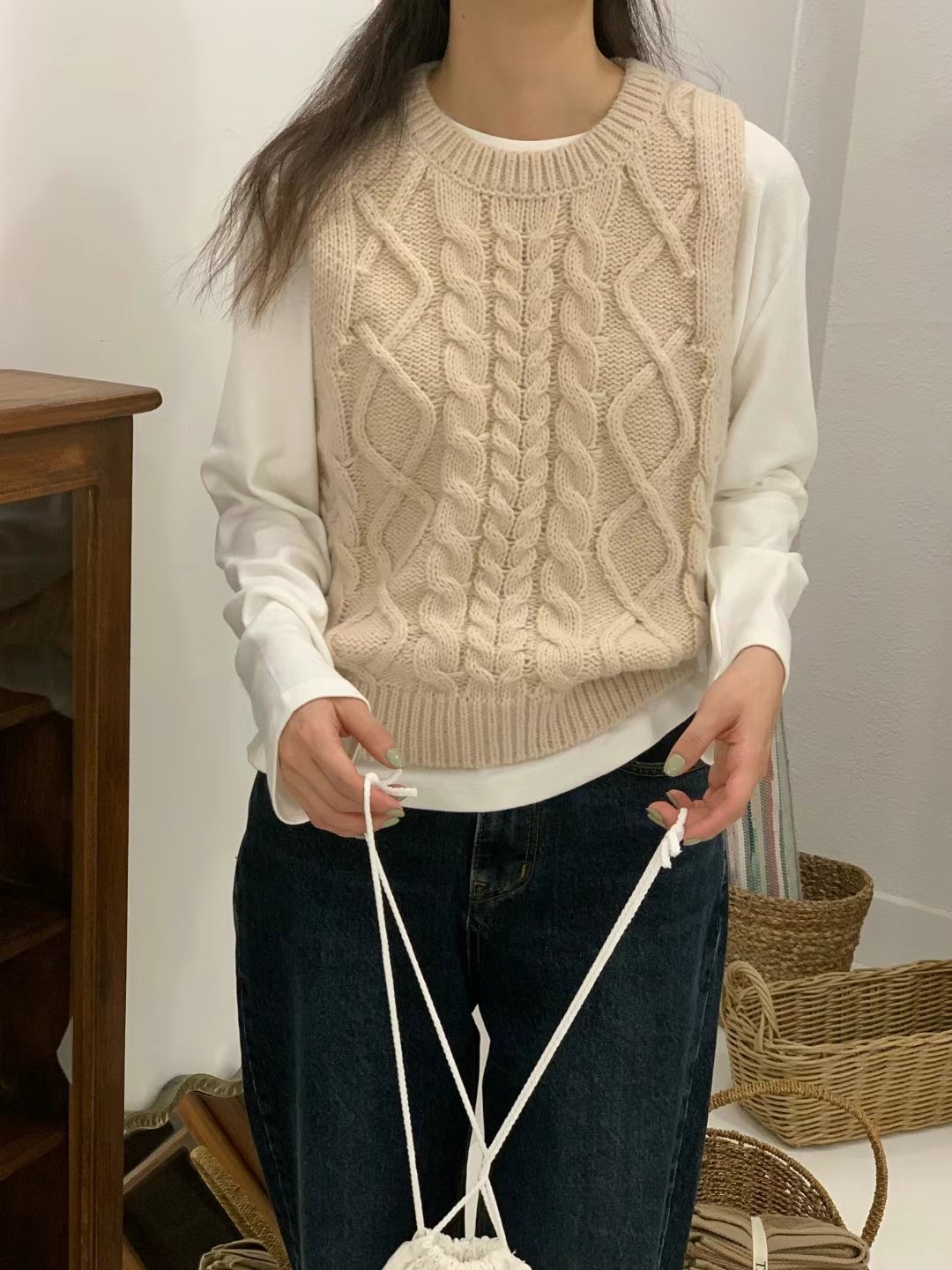 TDOUBLEJ東大門直郵女裝新款人氣休閑真品24秋冬職業吊帶背心TDOUBLEJ吊帶/背心圖色1
