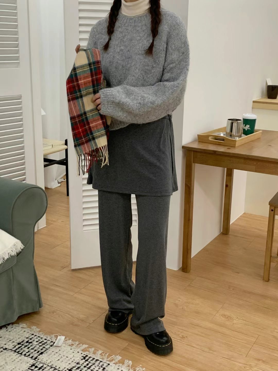 TDOUBLEJ東大門直郵女裝新品人氣熱賣24秋冬職業休閑裙褲拉絨TDOUBLEJ裙褲