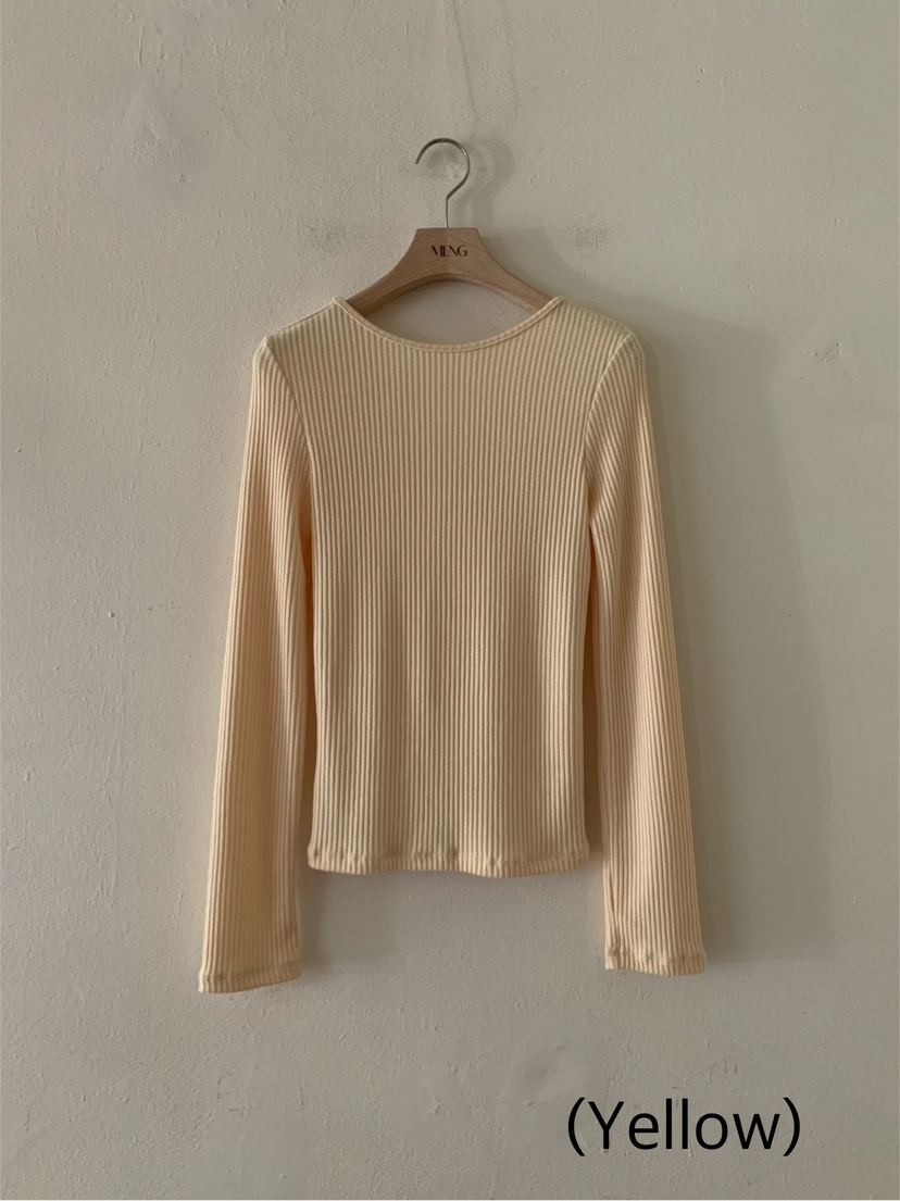 MENG韓國直郵女裝新品24秋冬推薦真品時尚熱賣長袖T恤雙面羅紋MENG長袖T恤圖色5
