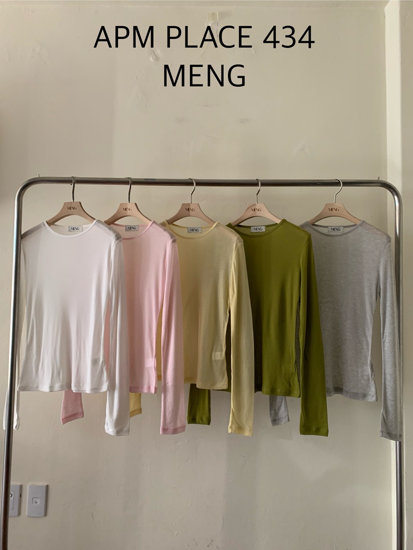 MENG直郵韓國代購女裝新品人氣時尚熱賣推薦真品長袖T恤天絲MENG長袖T恤