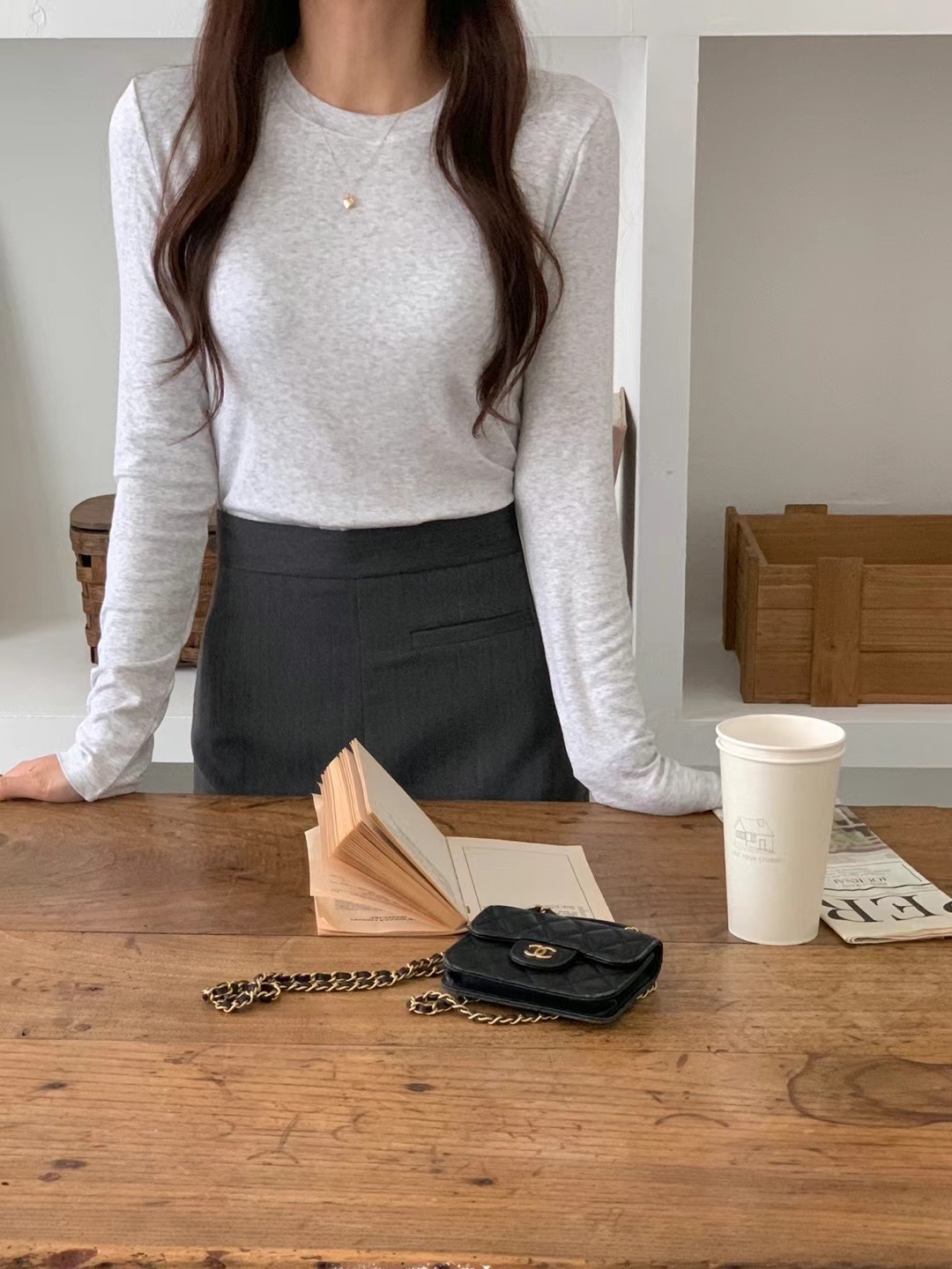 CHOCOLATE-초콜렛-T東大門實拍女裝新品推薦25春夏長袖T恤抓絨CHOCOLATE長袖T恤