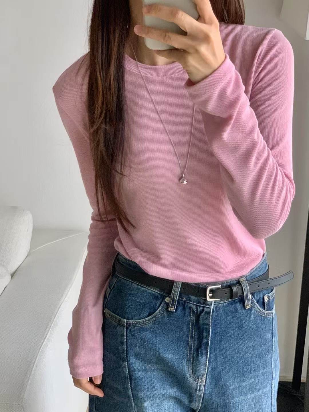 CHOCOLATE-초콜렛-T東大門實拍女裝新款熱賣人氣休閑長袖T恤CHOCOLATE長袖T恤圖色3