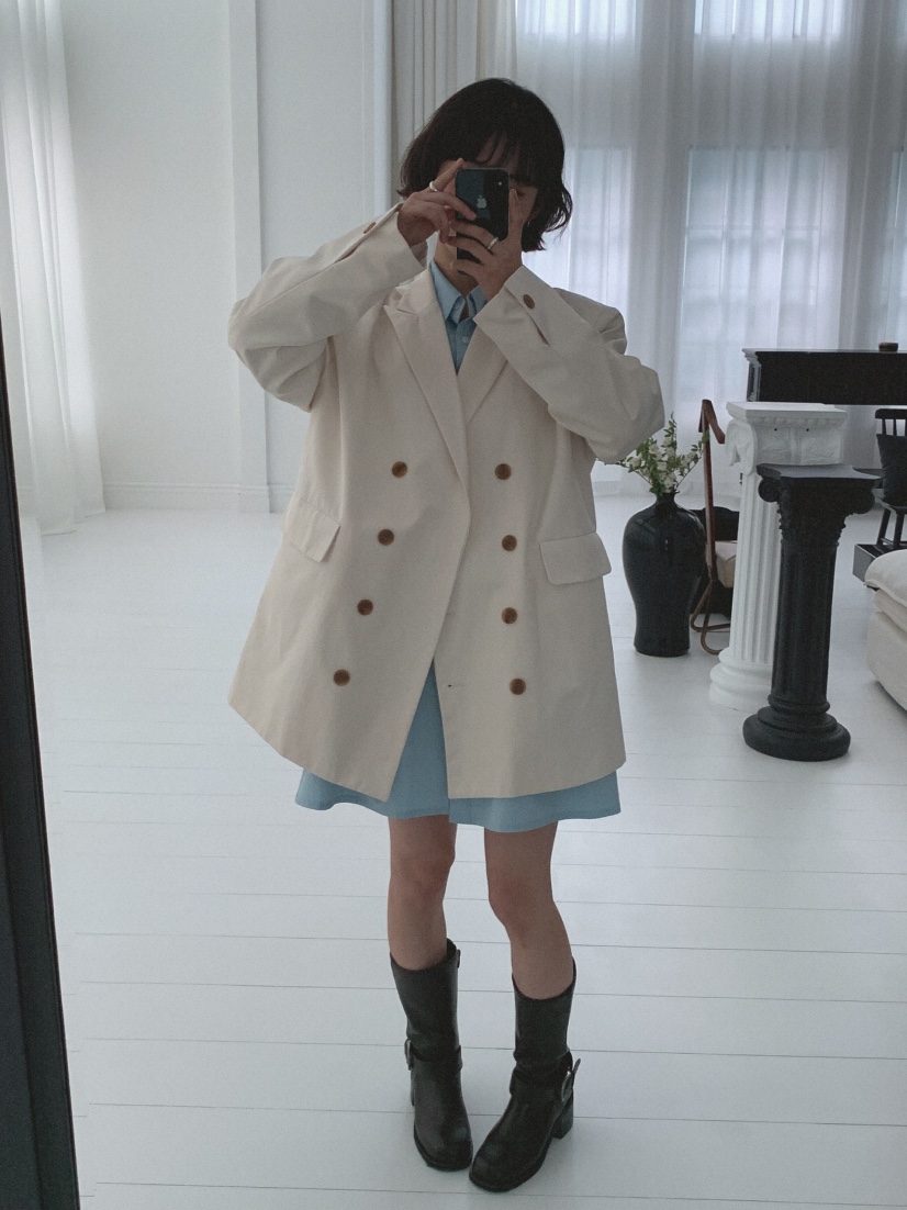 SLAT韓國代購女士新品25春夏休閑推薦時尚真品熱賣中長款大衣SLAT中長款大衣