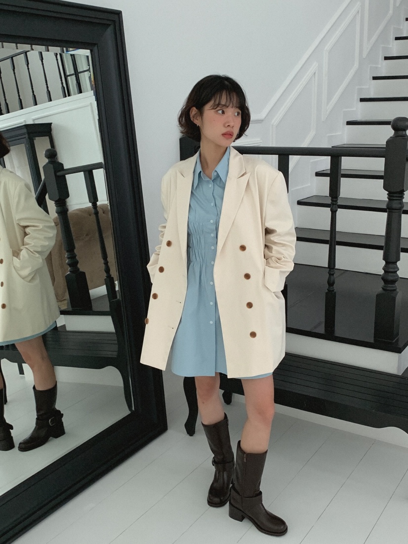 SLAT韓國代購女士新品25春夏休閑推薦時尚真品熱賣中長款大衣SLAT中長款大衣