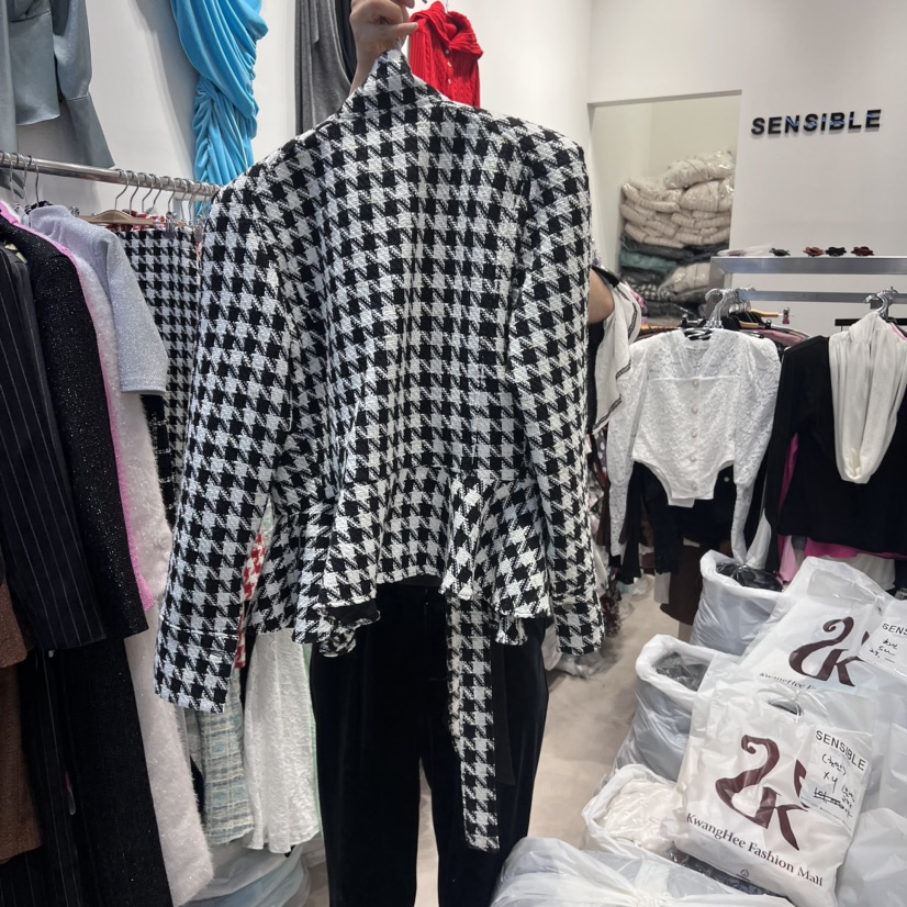 SENSIBLE-S東大門代購女裝新品真品熱賣職業夾克包含腰帶格紋SENSIBLE夾克
