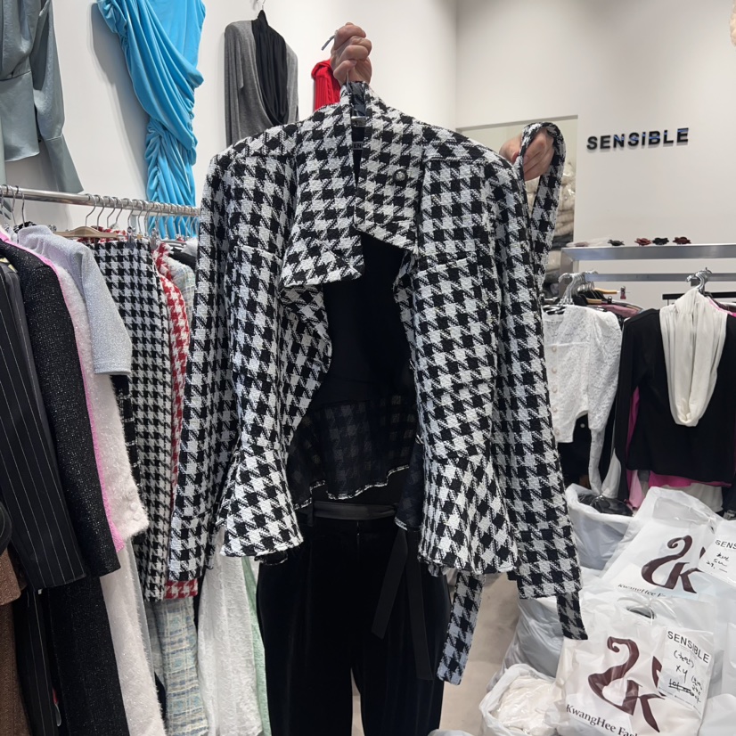 SENSIBLE-S東大門代購女裝新品真品熱賣職業夾克包含腰帶格紋SENSIBLE夾克