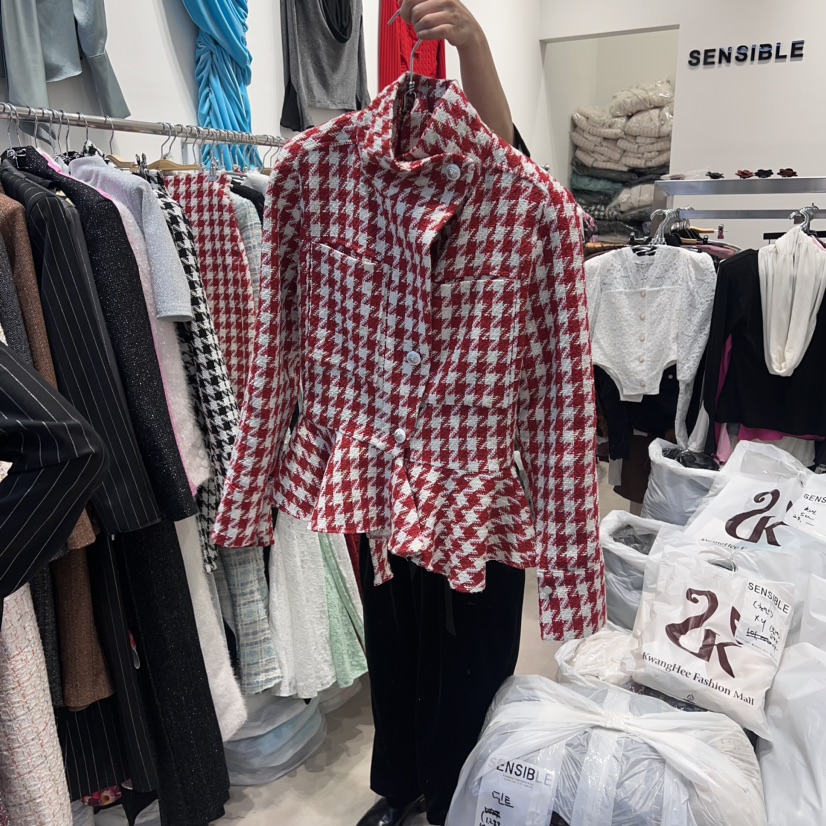 SENSIBLE-S東大門代購女裝新品真品熱賣職業夾克包含腰帶格紋SENSIBLE夾克圖色2