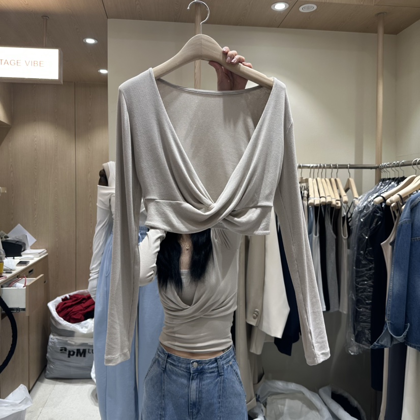 VINTAGE VIBE東大門代購女裝新品職業25春夏時尚長袖T恤春款VINTAGE VIBE長袖T恤