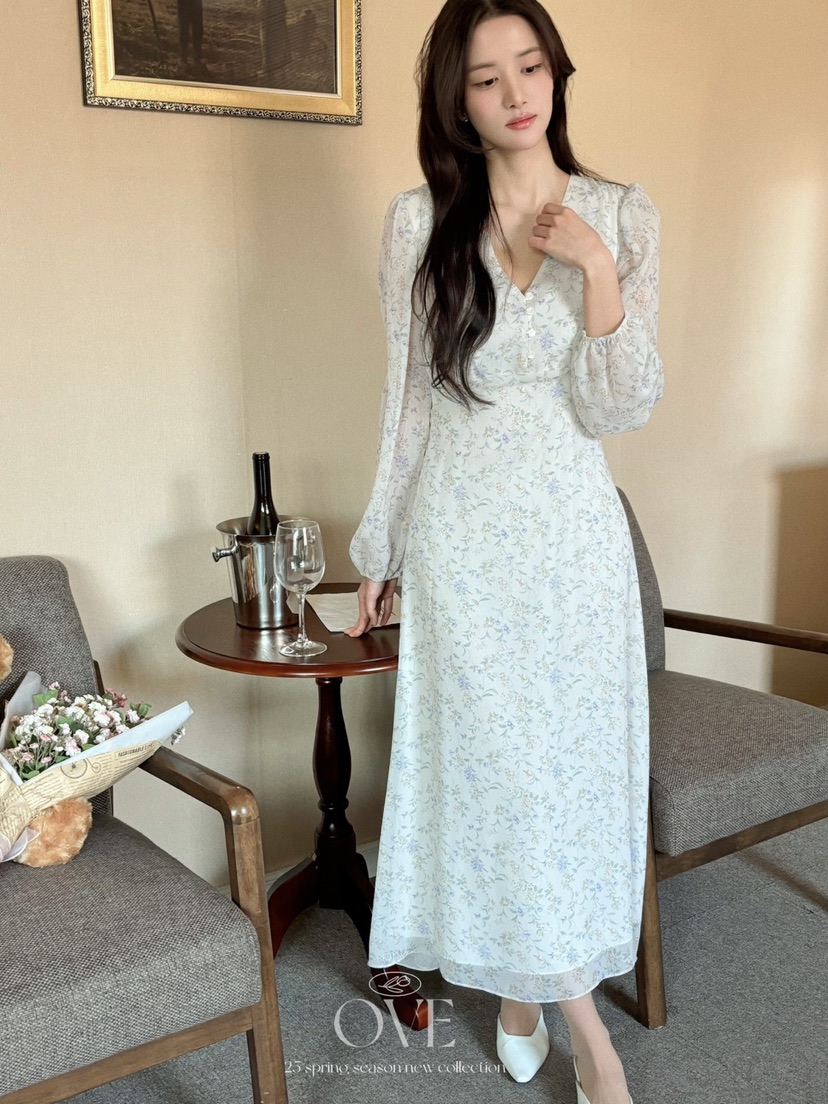 OVE東大門實拍女士新品25春夏時尚推薦人氣真品休閑連衣裙柔軟OVE連衣裙