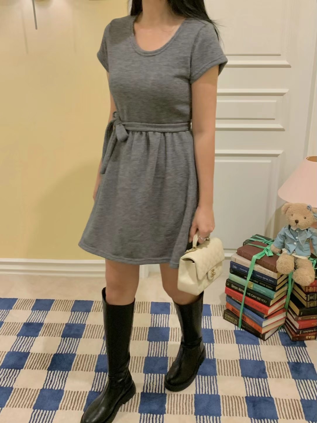 AGATHE東大門代購女士新品職業休閑時尚人氣推薦連衣裙含脖帶AGATHE連衣裙