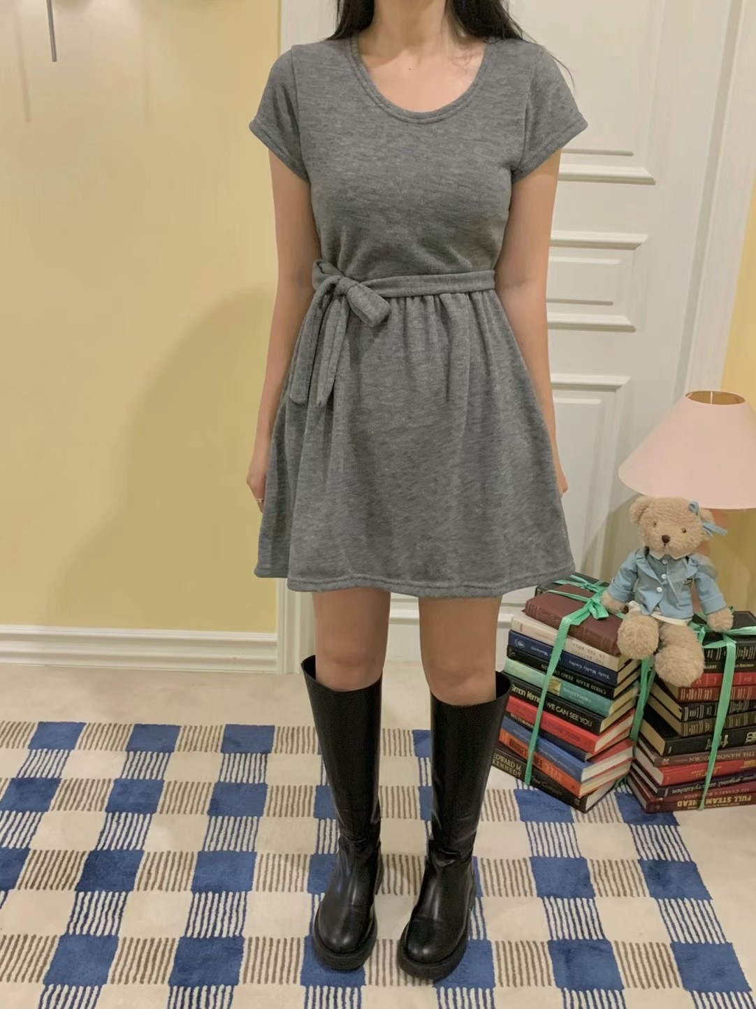 AGATHE東大門代購女士新品職業休閑時尚人氣推薦連衣裙含脖帶AGATHE連衣裙