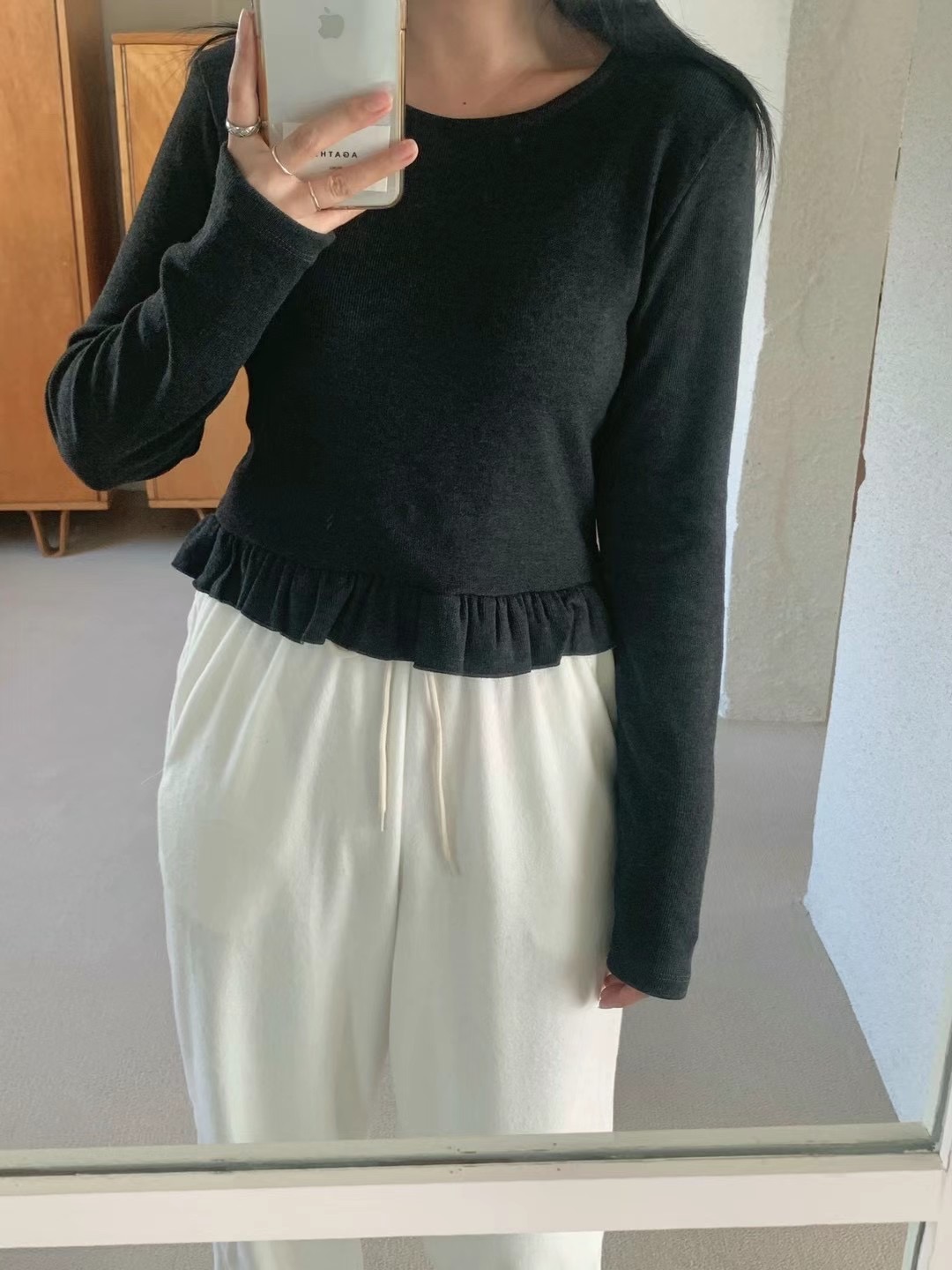 AGATHE東大門實拍女裝新款真品休閑推薦職業人氣時尚長袖T恤AGATHE長袖T恤