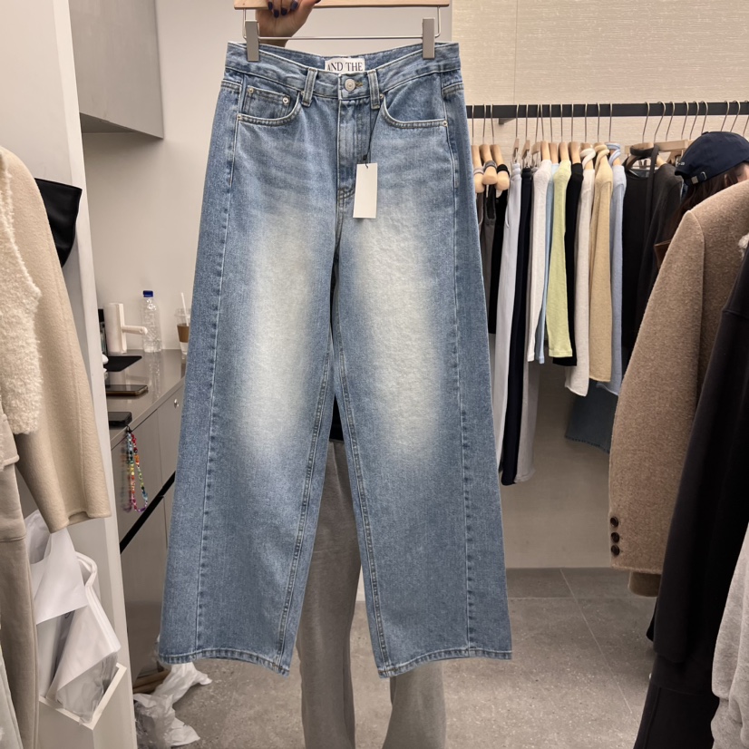 AND THE韓國直郵東大門代購女裝新款真品休閑25春季牛仔褲春款AND THE牛仔褲圖色1