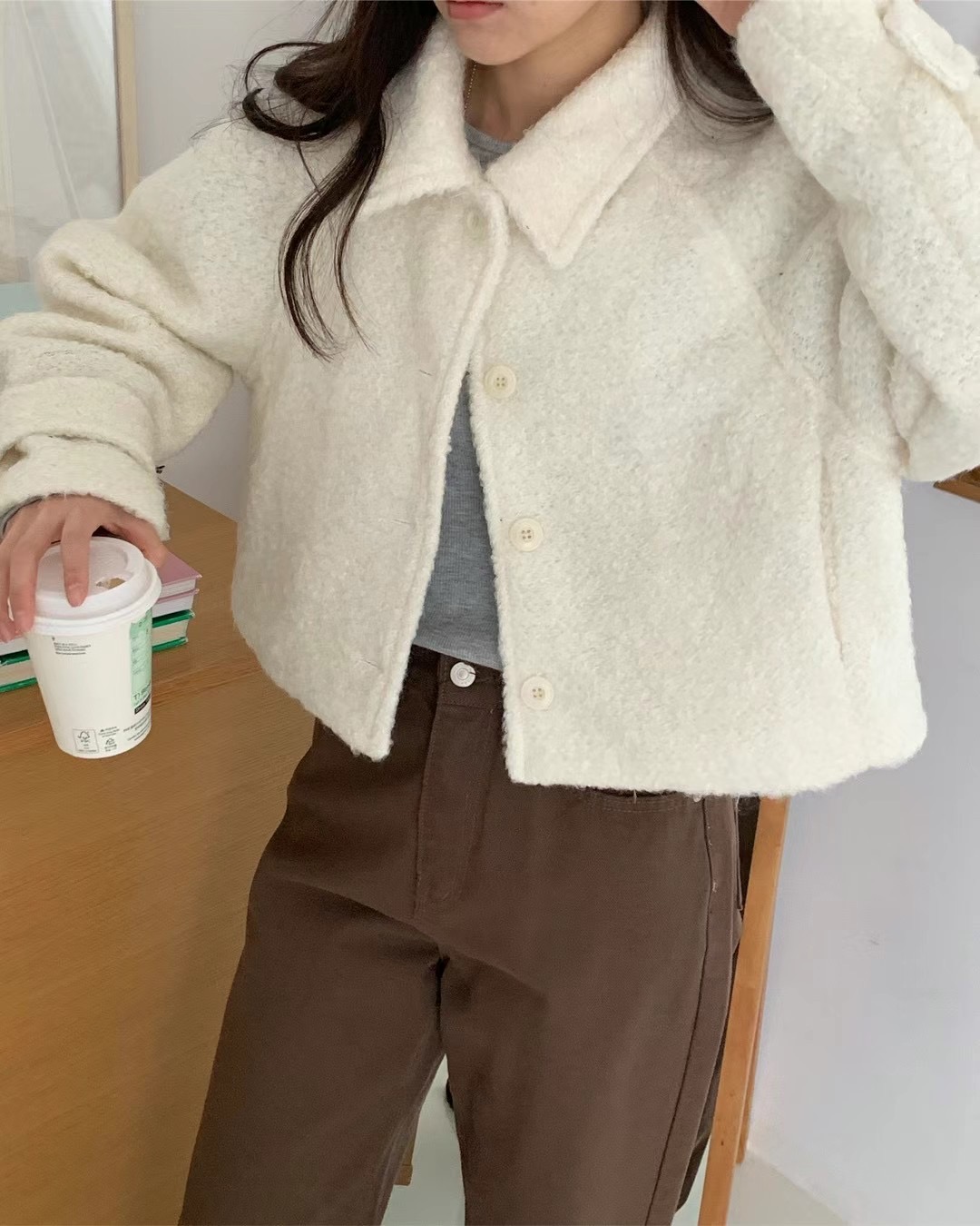 JUNO直郵韓國代購女裝新品25春夏25春季時尚人氣熱賣短款大衣JUNO短款大衣