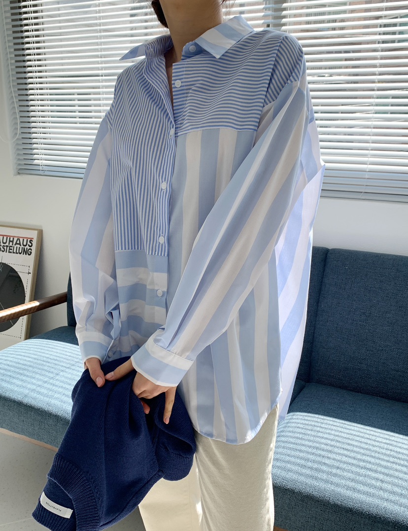 PLAYBUTTON-P韓國直郵女士新款職業時尚真品25春夏襯衫蕾絲衫PLAYBUTTON襯衫/蕾絲衫