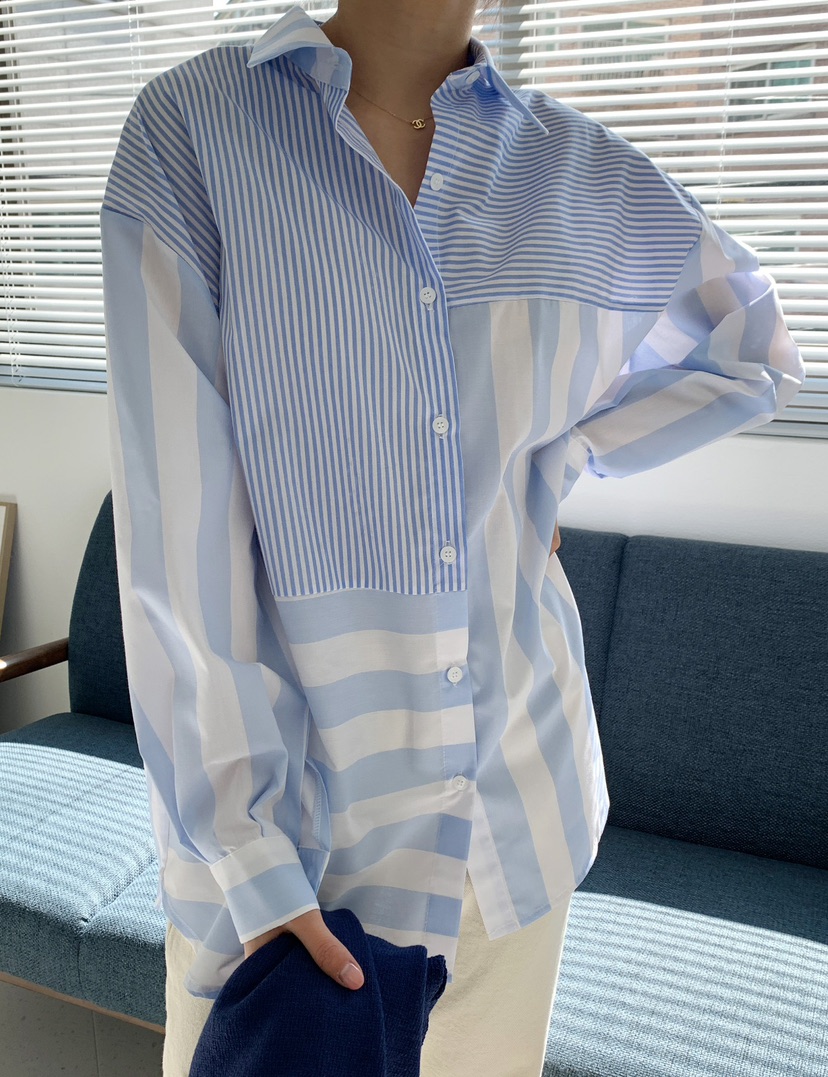 PLAYBUTTON-P韓國直郵女士新款職業時尚真品25春夏襯衫蕾絲衫PLAYBUTTON襯衫/蕾絲衫