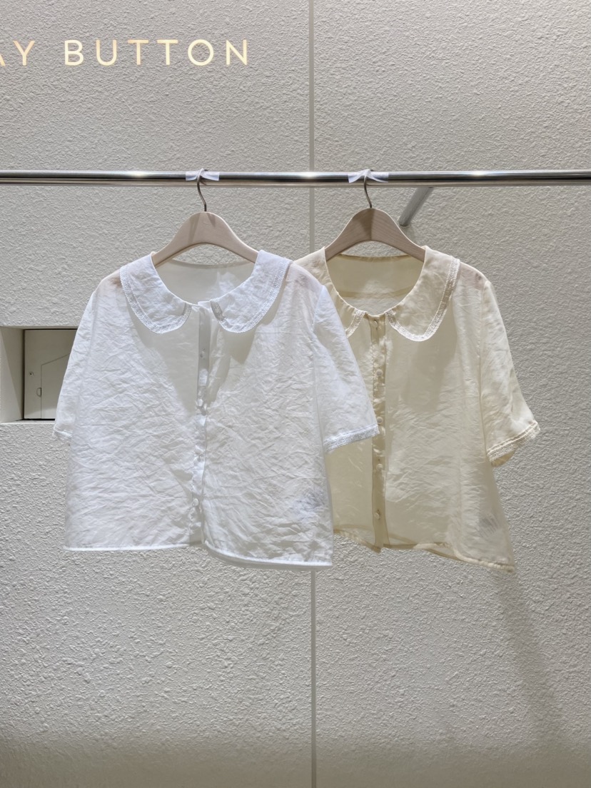 PLAYBUTTON-P韓國直郵女士新品熱賣真品職業推薦襯衫蕾絲衫PLAYBUTTON襯衫/蕾絲衫