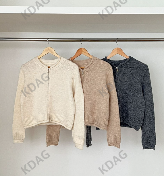 THE CLEANING-클리닝-T韓國直郵東大門代購女裝新品職業針織衫拉鏈開衫THE CLEANING針織衫圖色2左二色