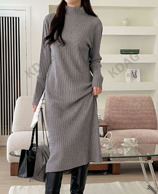 THE CLEANING-클리닝-T直郵韓國代購女裝新款休閑連衣裙高領THE CLEANING連衣裙圖色2