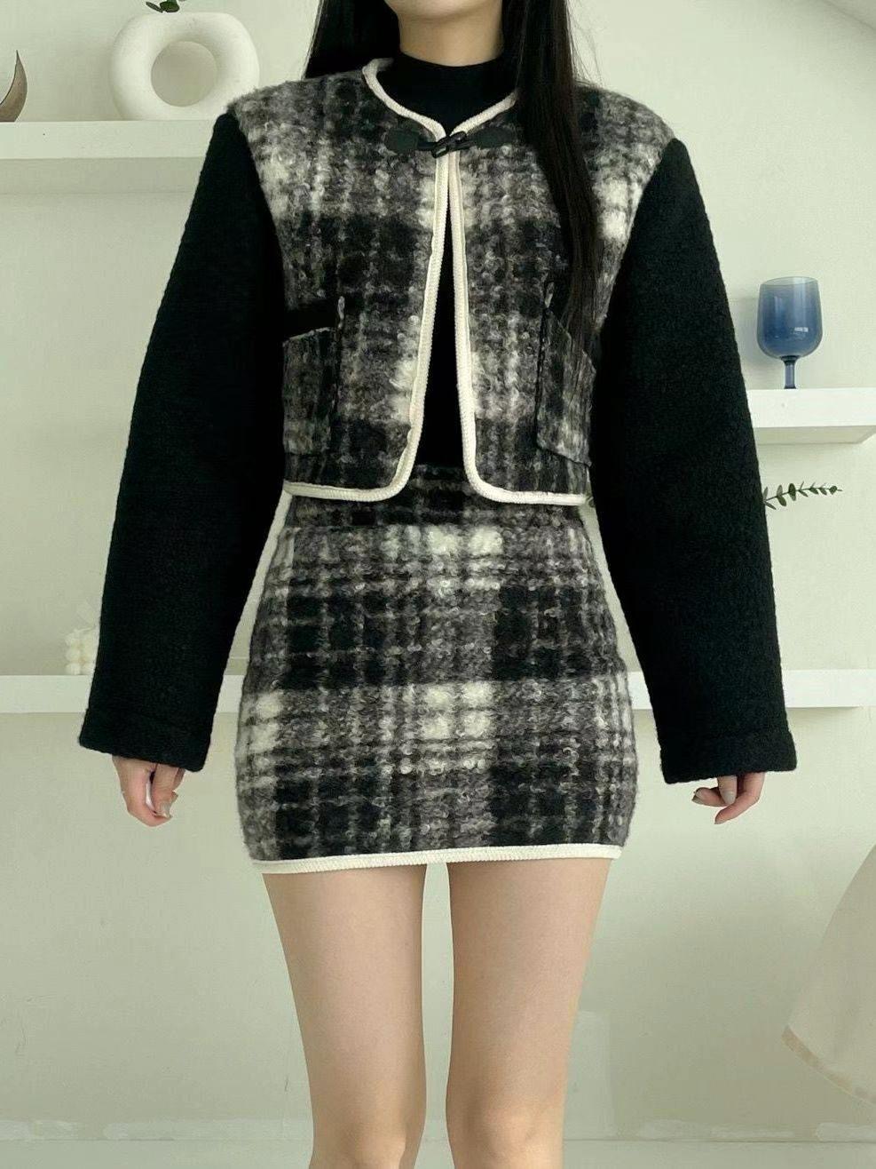 LAURENT東大門代購女裝新品真品休閑推薦熱賣職業套裝羊毛格紋LAURENT套裝圖色2