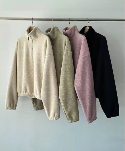 FLATYOU韓國直郵東大門實拍女裝新品25春季休閑衛衣羊毛拉鏈AUBEENDEAR衛衣圖色4左四色