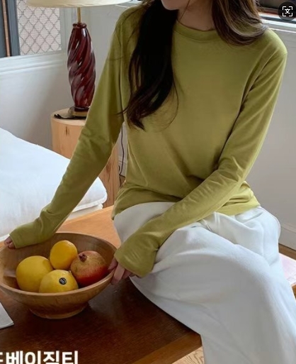 FLATYOU直郵韓國代購女裝新款25春夏時尚推薦熱賣長袖T恤圓領AUBEENDEAR長袖T恤圖色5左五色