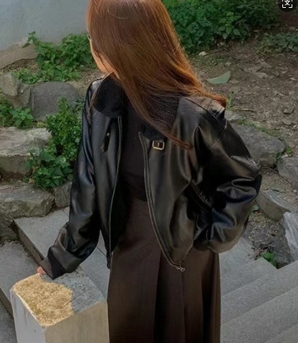 FLATYOU韓國直郵東大門代購女裝新款25春夏25春季夾克羊毛高領AUBEENDEAR夾克圖色2