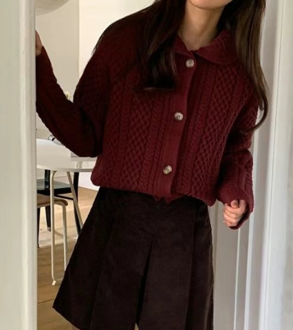 FLATYOU韓國直郵東大門實拍女裝新款職業推薦休閑25春夏毛衣開衫AUBEENDEAR毛衣圖色2