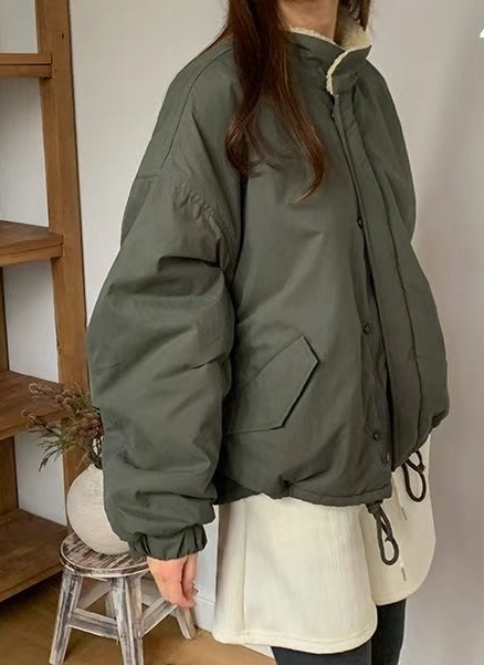 FLATYOU東大門直郵女裝新款職業熱賣人氣25春夏短款大衣羊毛夾棉AUBEENDEAR短款大衣圖色2