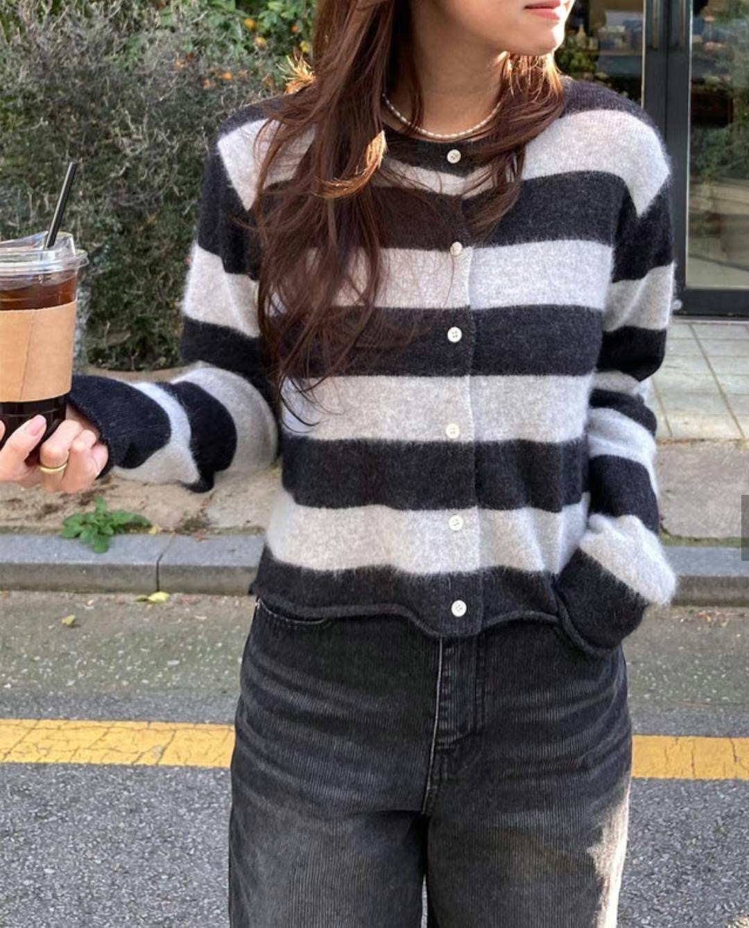 ASKMEAQUESTION韓國直郵女裝新品25春夏休閑熱賣針織衫開襟衫ASKMEAQUESTION針織衫
