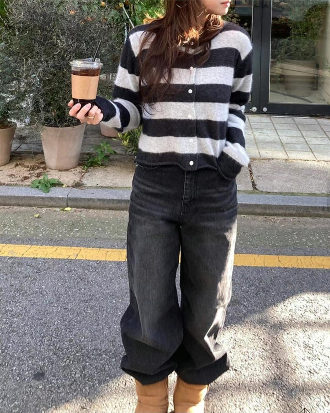 ASKMEAQUESTION韓國直郵女裝新品25春夏休閑熱賣針織衫開襟衫ASKMEAQUESTION針織衫