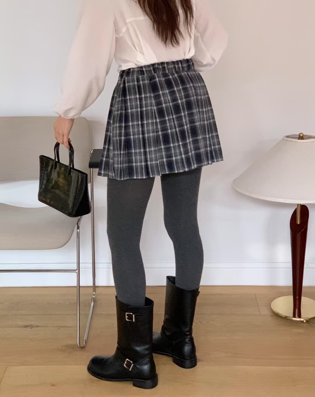 FORME韓國直郵東大門代購女裝新品時尚人氣熱賣短裙格紋褶皺FORME短裙