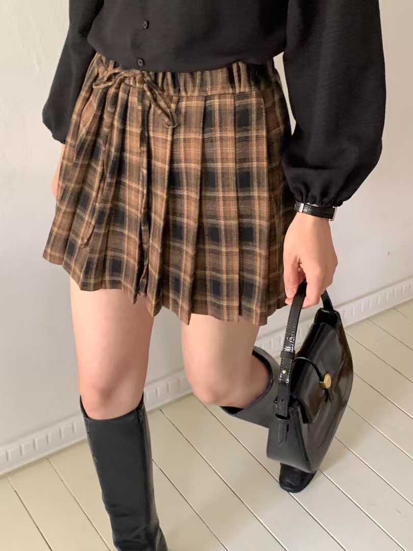 FORME韓國直郵東大門代購女裝新品時尚人氣熱賣短裙格紋褶皺FORME短裙