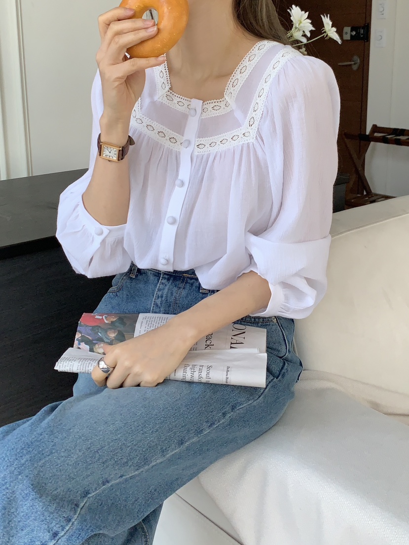 CEREAL韓國代購女裝新品時尚真品職業休閑推薦25春夏襯衫蕾絲衫CEREAL襯衫/蕾絲衫