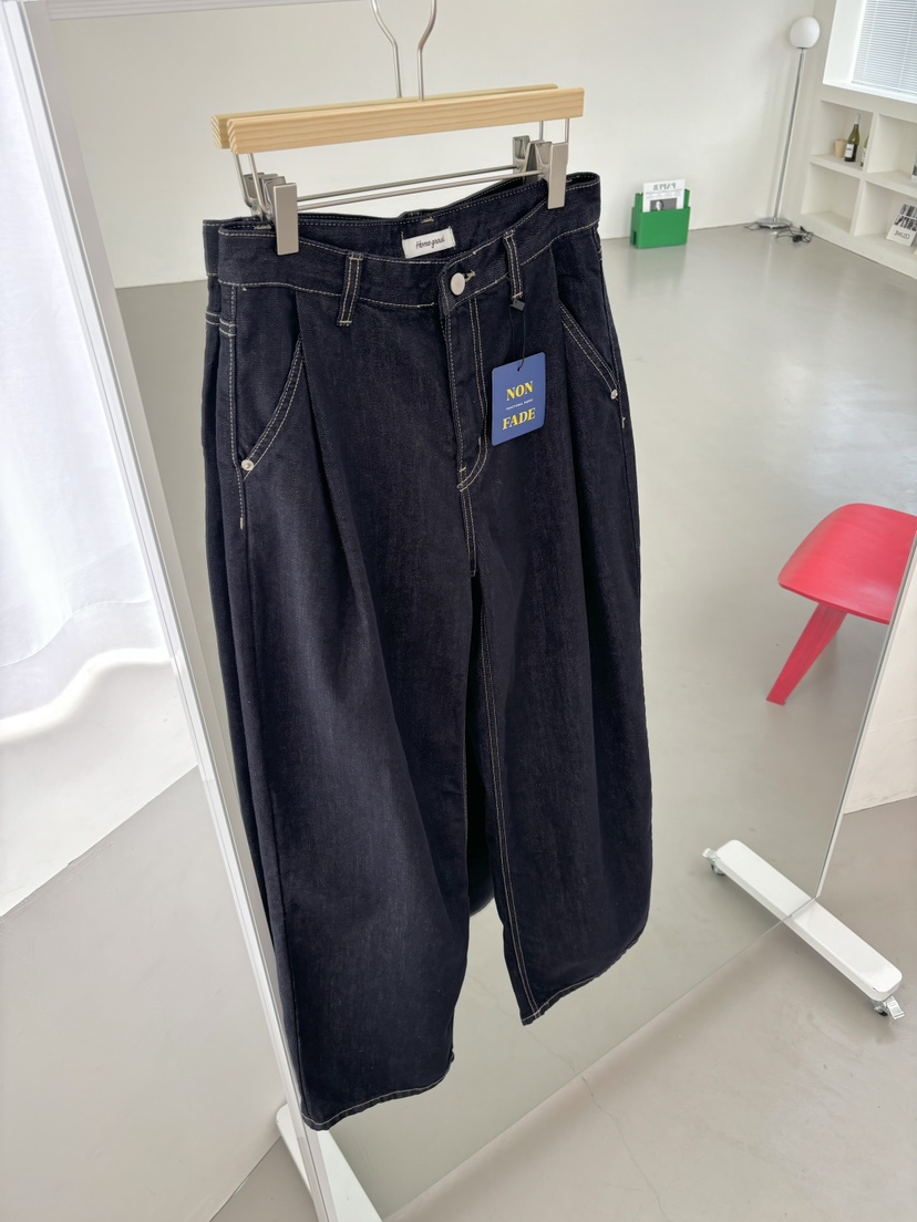 HOME GROUND東大門代購女裝新款人氣真品25春夏牛仔褲褶皺HOME GROUND牛仔褲