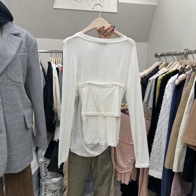 ASCEND韓國直郵女士新品真品休閑25春夏時尚人氣熱賣長袖T恤ASCEND長袖T恤