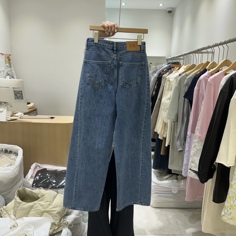 EN.U東大門代購女裝新品熱賣休閑時尚25春夏職業推薦牛仔褲EN.U牛仔褲