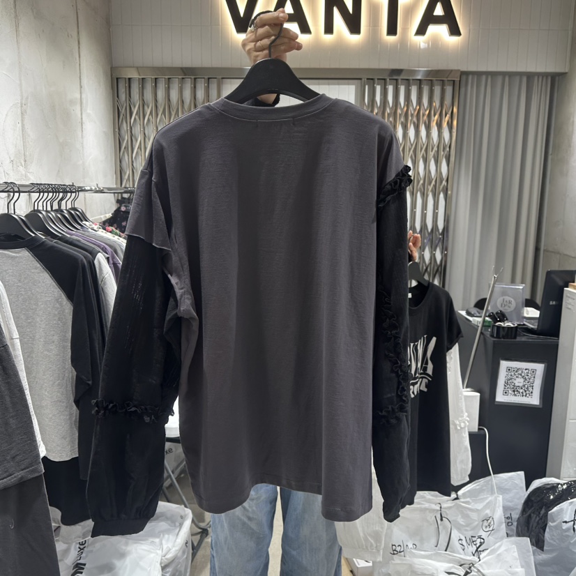 VANTA東大門直郵女士新款25春夏職業真品時尚長袖T恤假兩件VANTA長袖T恤