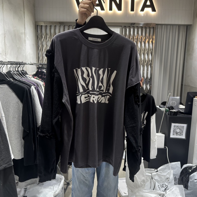 VANTA東大門直郵女士新款25春夏職業真品時尚長袖T恤假兩件VANTA長袖T恤圖色1