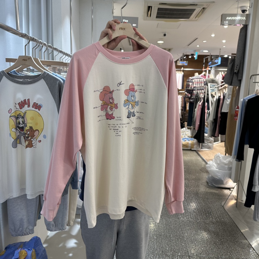 FIZZ韓國直郵女士新款真品25春夏休閑職業時尚熱賣人氣長袖T恤FIZZ長袖T恤圖色1
