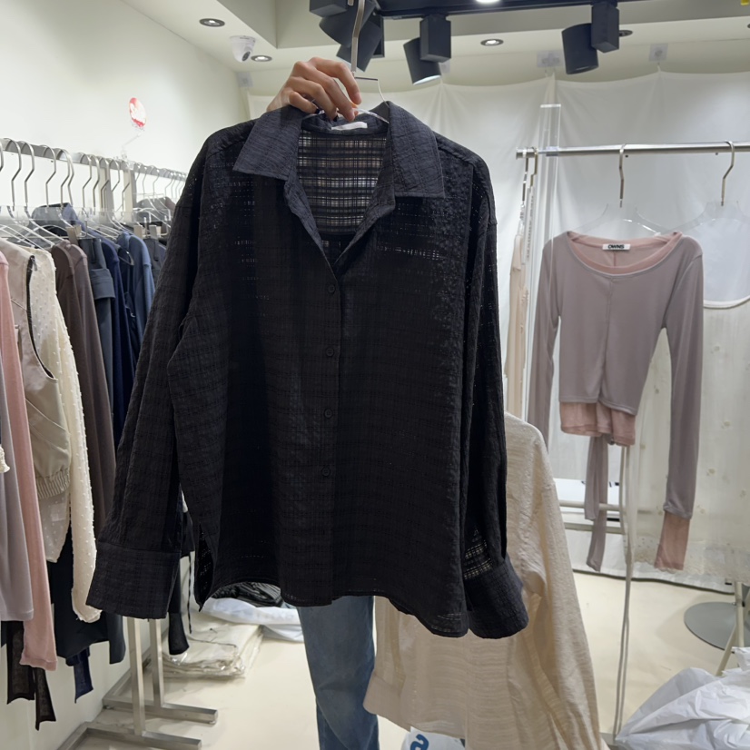 OWNS韓國直郵女裝新品真品推薦休閑25春夏熱賣襯衫蕾絲衫格紋OWNS襯衫/蕾絲衫圖色2