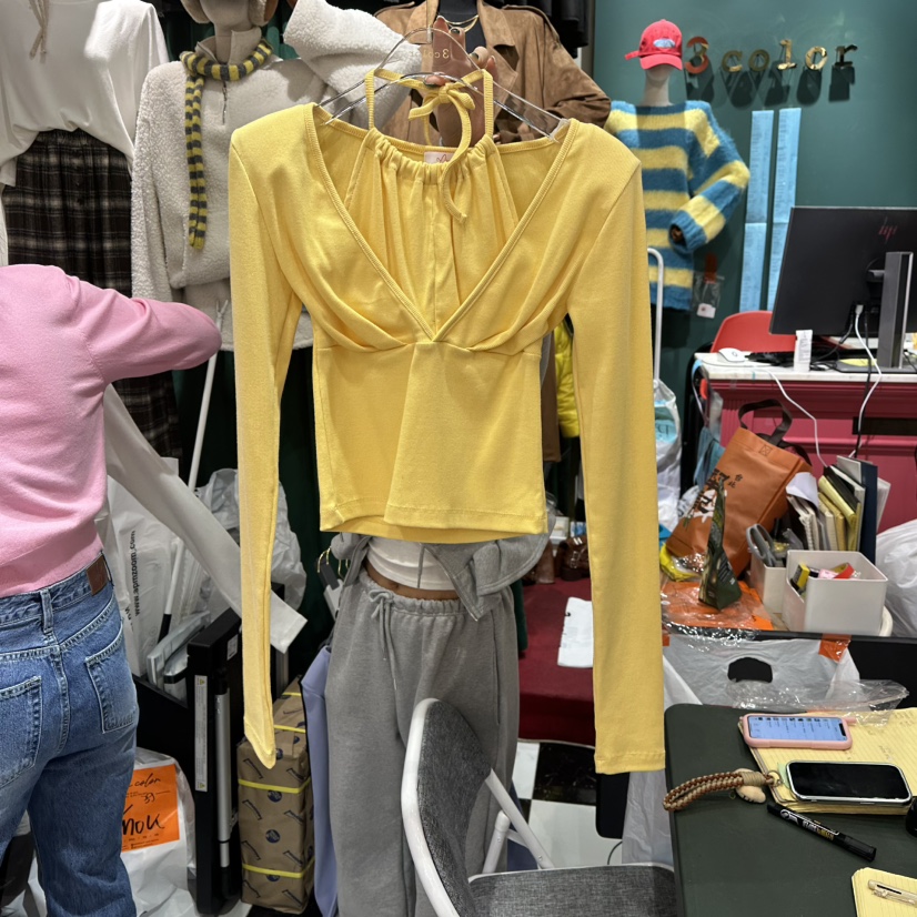 3COLOR韓國直郵東大門代購女裝新款推薦長袖T恤Three color長袖T恤圖色2