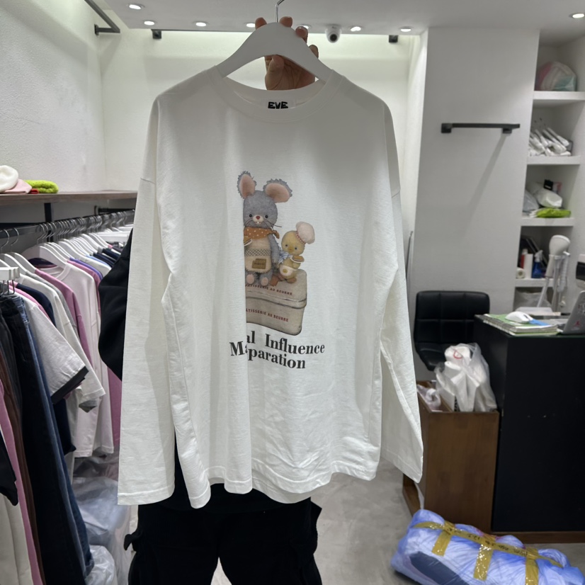 EVE韓國直郵女裝新品25春夏時尚真品25春季職業熱賣長袖T恤EVE長袖T恤