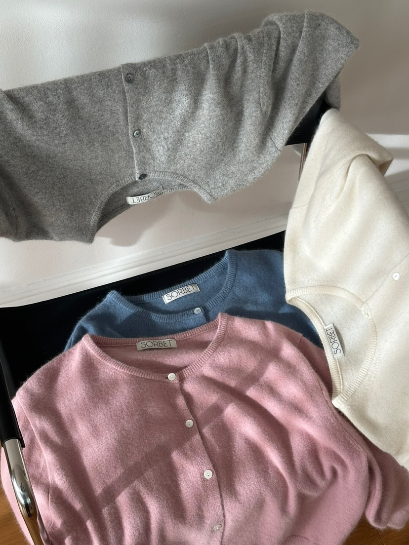 SORBET韓國直郵東大門實拍女裝新品休閑熱賣人氣針織衫開衫SORBET/flat white針織衫