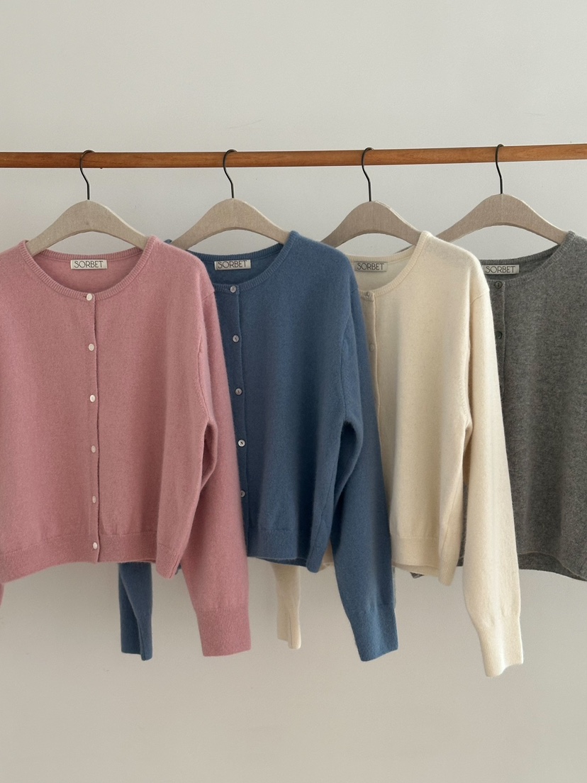 SORBET韓國直郵東大門實拍女裝新品休閑熱賣人氣針織衫開衫SORBET/flat white針織衫