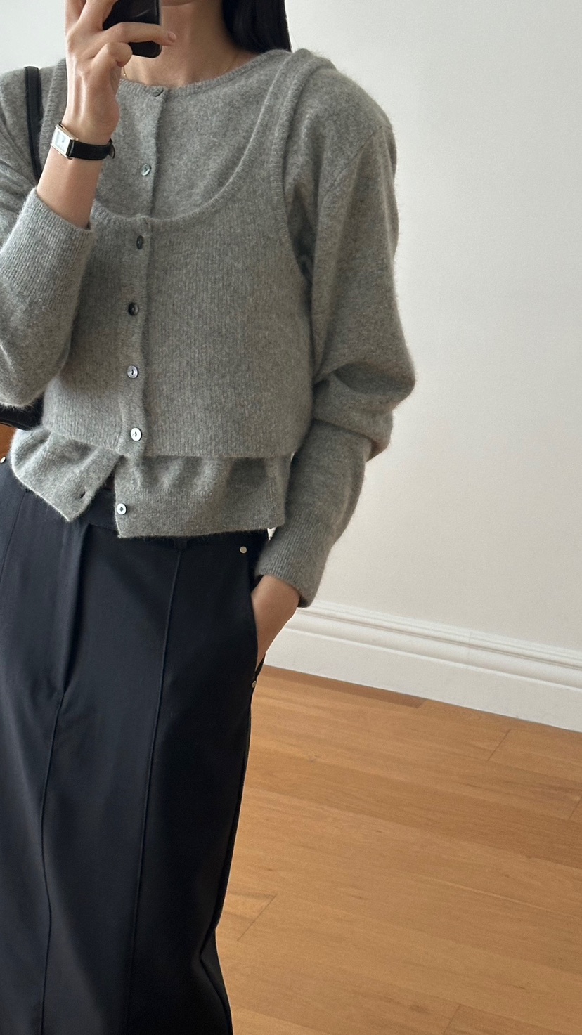 SORBET韓國直郵東大門實拍女裝新品休閑熱賣人氣針織衫開衫SORBET/flat white針織衫