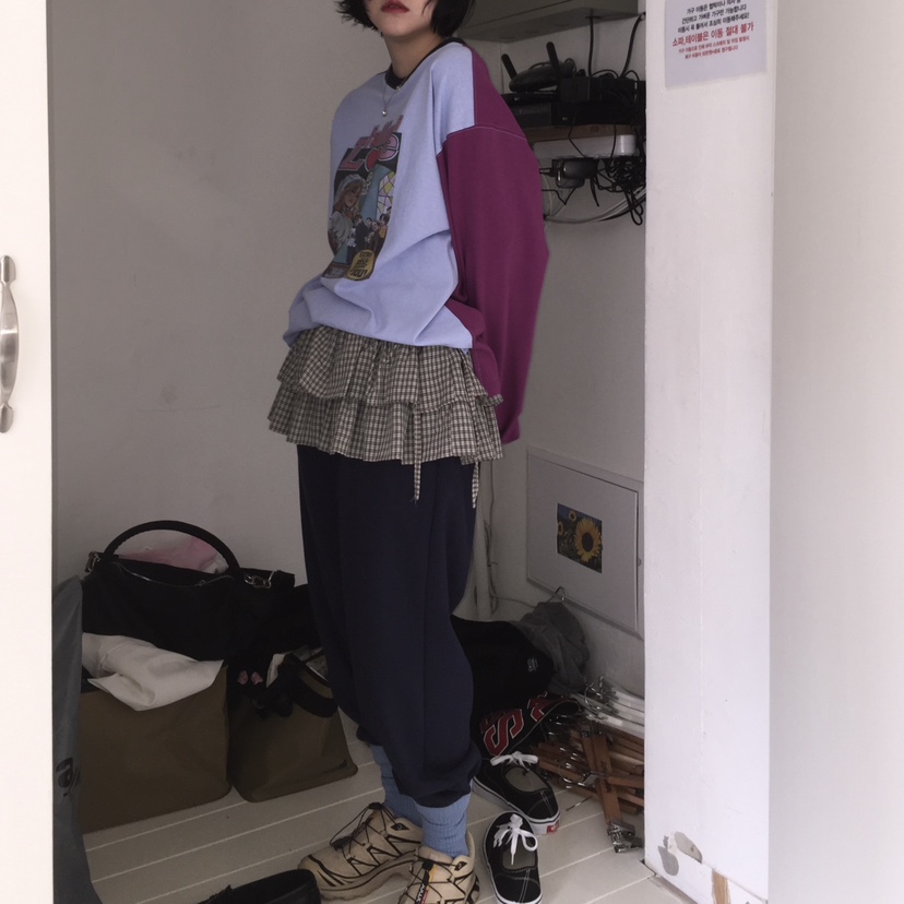 ARCHIVE-P韓國直郵東大門代購女裝新品休閑時尚25春夏裙褲格紋ARCHIVE-P裙褲