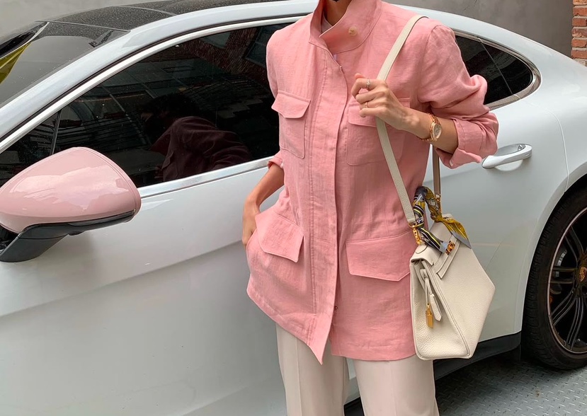 AWESOME-L韓國直郵東大門代購女裝新品25春季人氣夾克亞麻AWESOME-L夾克