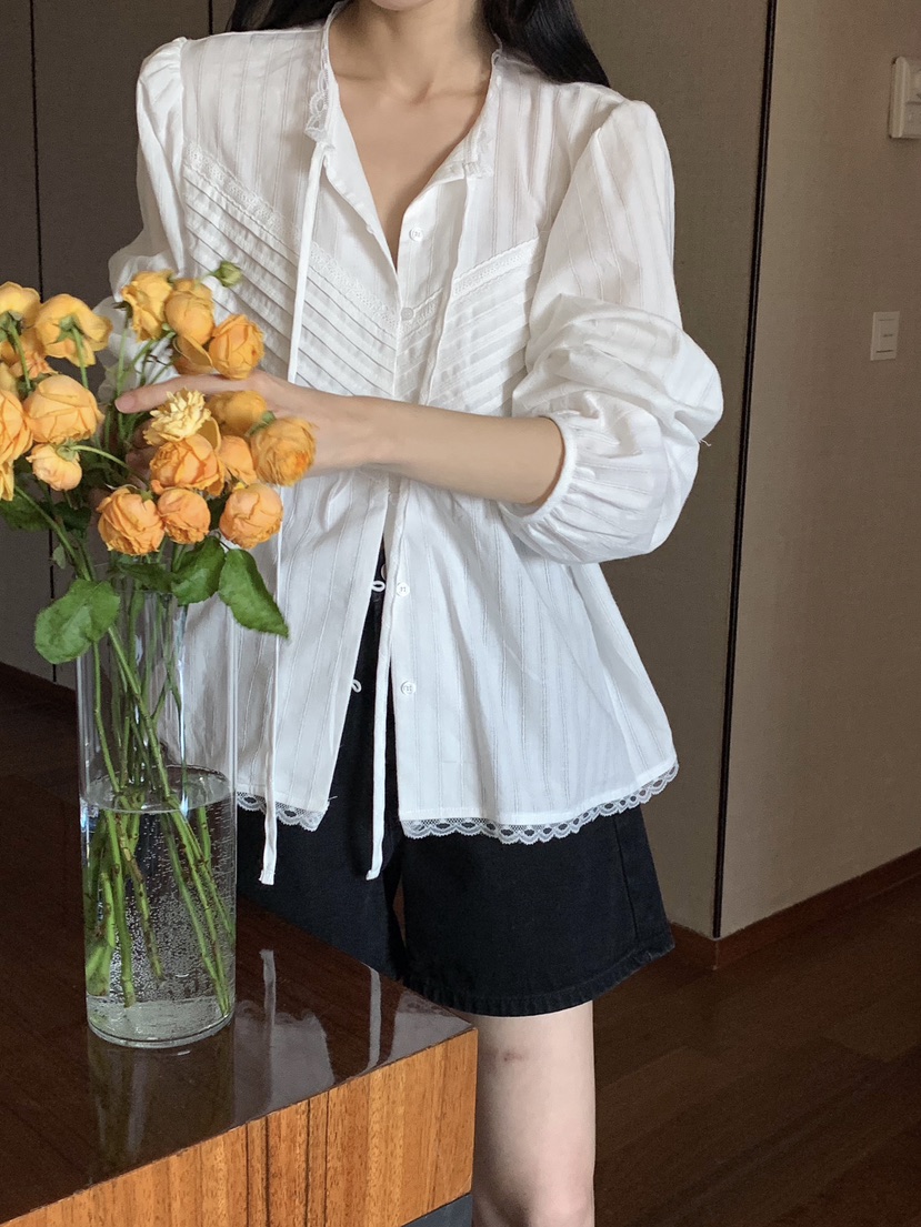 FRILL-T東大門直郵女士新款人氣職業25春夏休閑襯衫蕾絲衫FRILL-T襯衫/蕾絲衫
